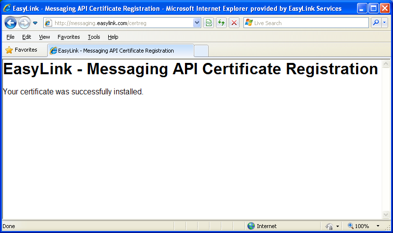 Certificate registration result