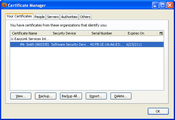 Certificate selection