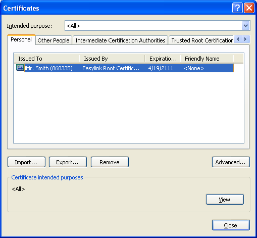 Certificate selection