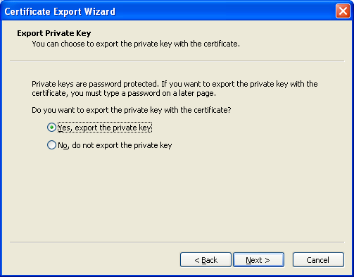 Export private key option