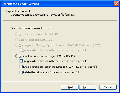 Export file format option